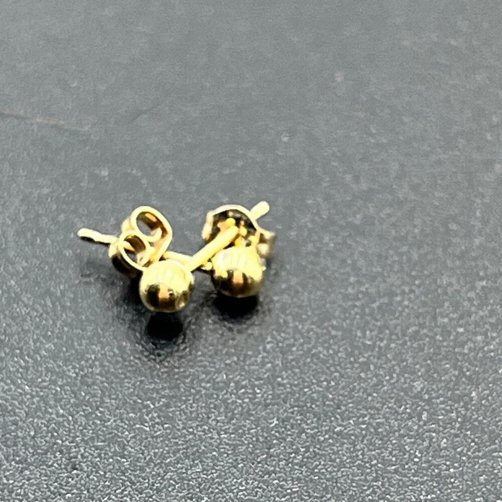 14K Yellow Marked Gold‎ Small Dainty Minimalist Round Ball Studs